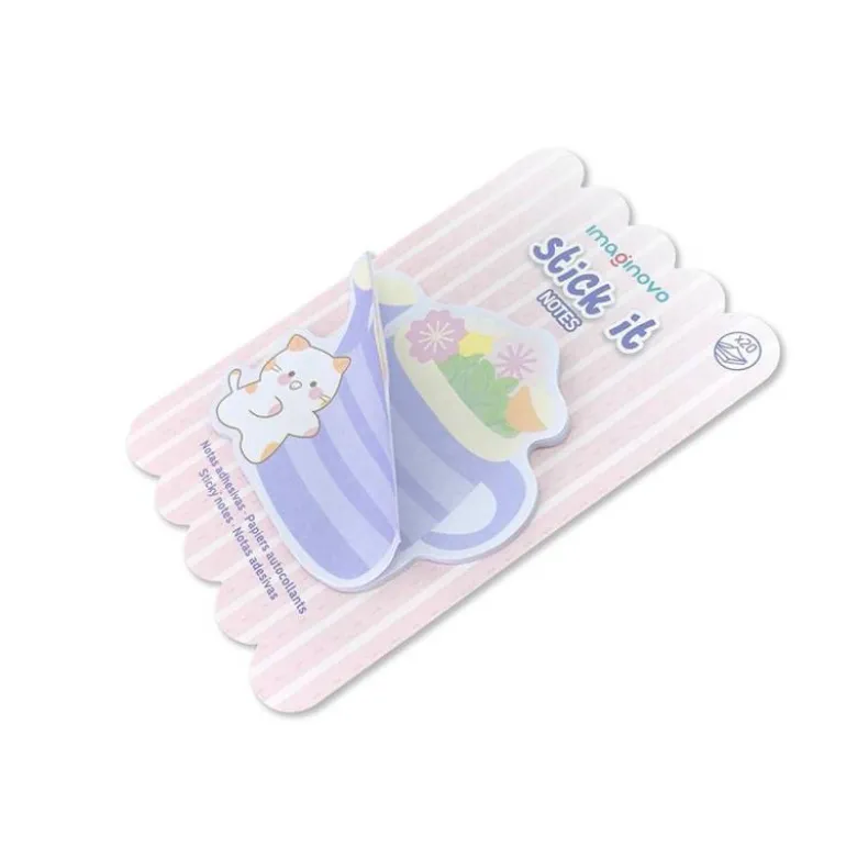 BLOC NOTAS ADHESIVAS IMAGINOVO MEOW 20 HOJAS FLORERO 70X70 MM