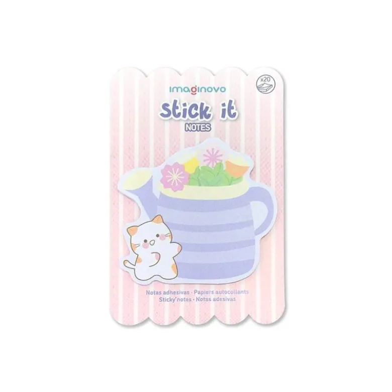 BLOC NOTAS ADHESIVAS IMAGINOVO MEOW 20 HOJAS FLORERO 70X70 MM