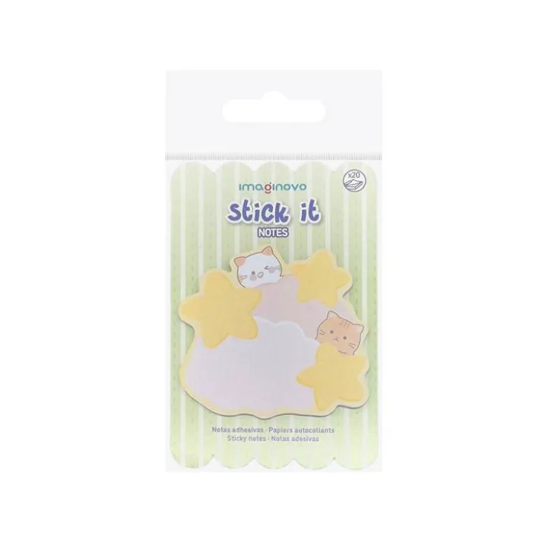 BLOC NOTAS ADHESIVAS IMAGINOVO MEOW 20 HOJAS NUBES 70X70 MM
