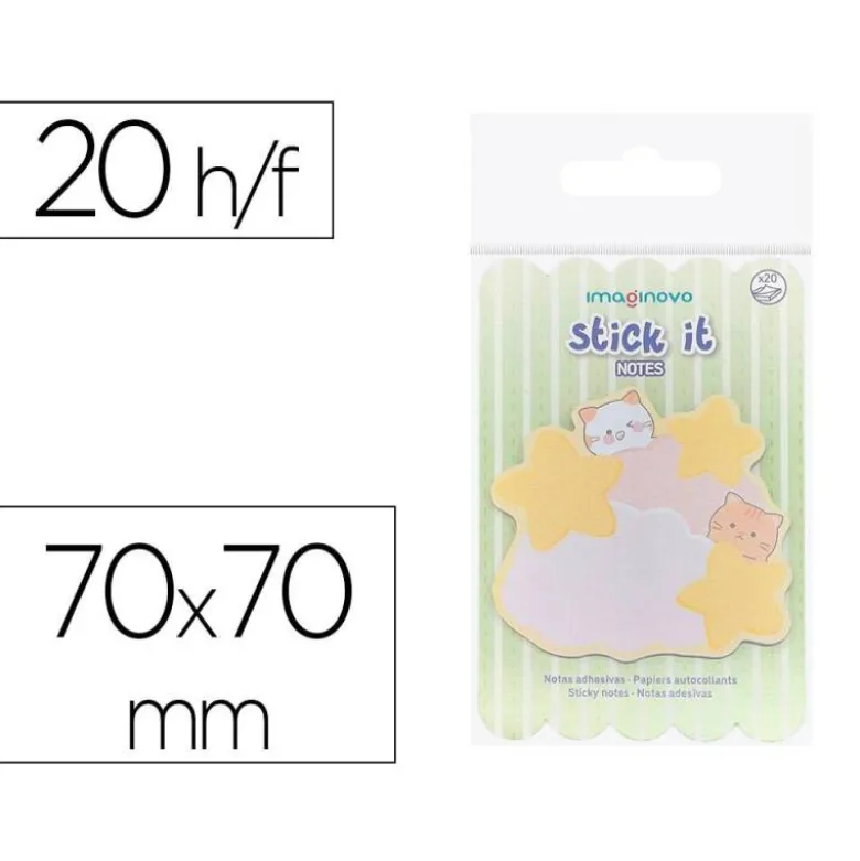 BLOC NOTAS ADHESIVAS IMAGINOVO MEOW 20 HOJAS NUBES 70X70 MM