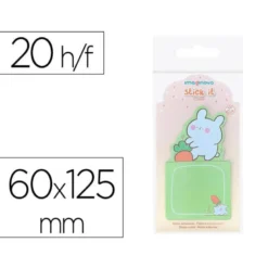 BLOC NOTAS ADHESIVAS IMAGINOVO BUNNY CON SOPORTE 20 HOJAS VERDE 60X125 MM