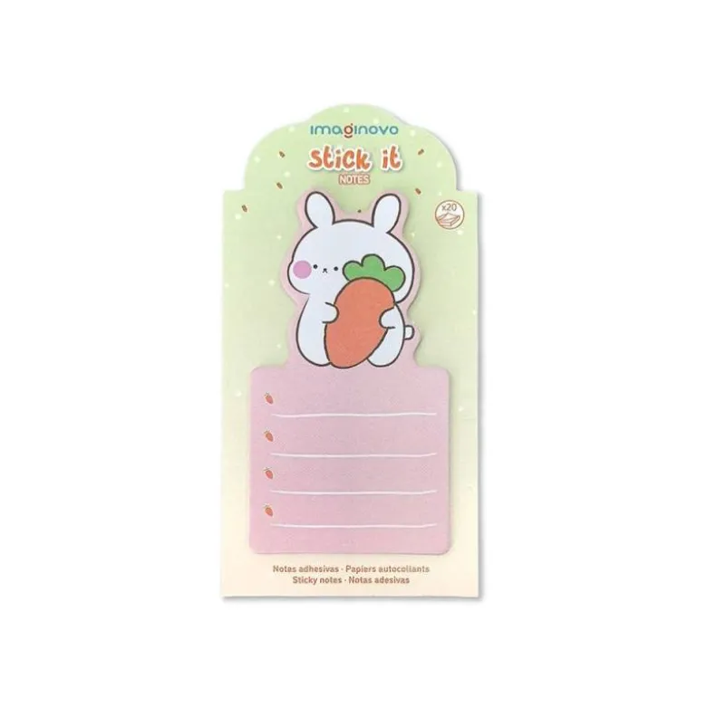 BLOC NOTAS ADHESIVAS IMAGINOVO BUNNY CON SOPORTE 20 HOJAS NARANJA 60X125 MM