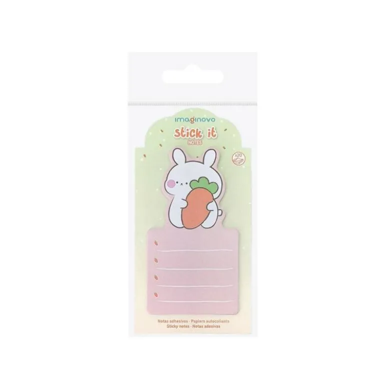 BLOC NOTAS ADHESIVAS IMAGINOVO BUNNY CON SOPORTE 20 HOJAS NARANJA 60X125 MM