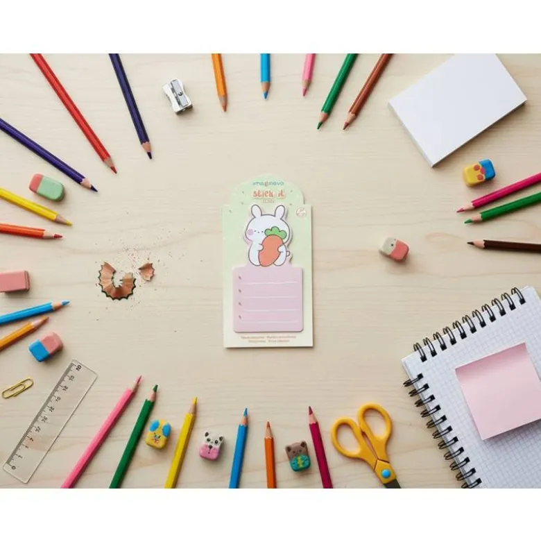 BLOC NOTAS ADHESIVAS IMAGINOVO BUNNY CON SOPORTE 20 HOJAS NARANJA 60X125 MM