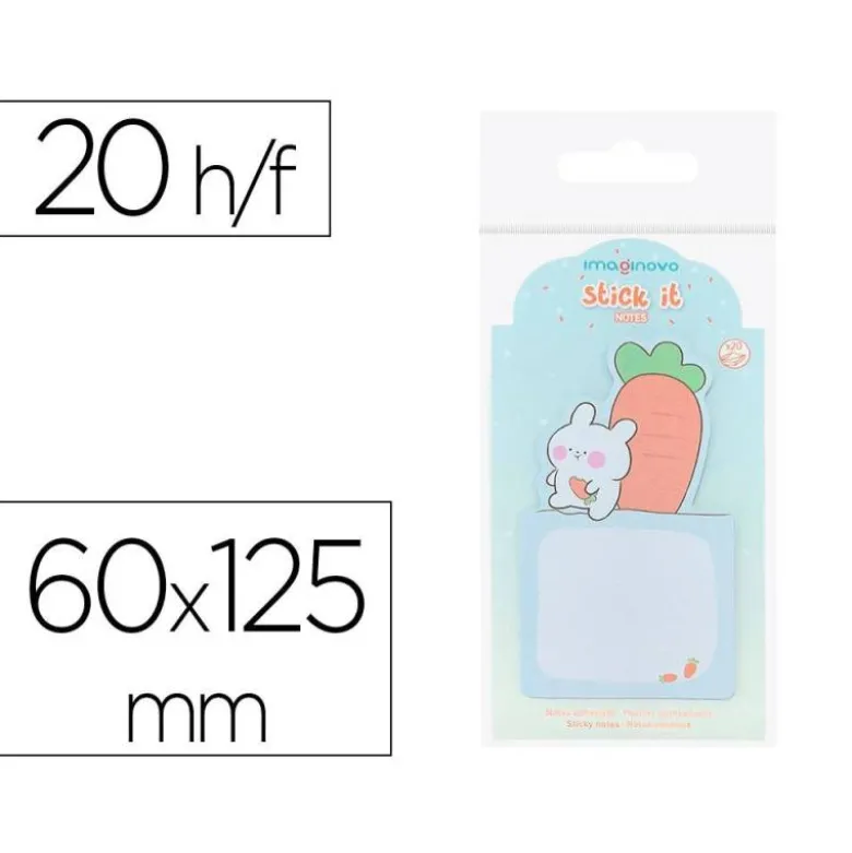 BLOC NOTAS ADHESIVAS IMAGINOVO BUNNY CON SOPORTE 20 HOJAS AZUL 60X125 MM