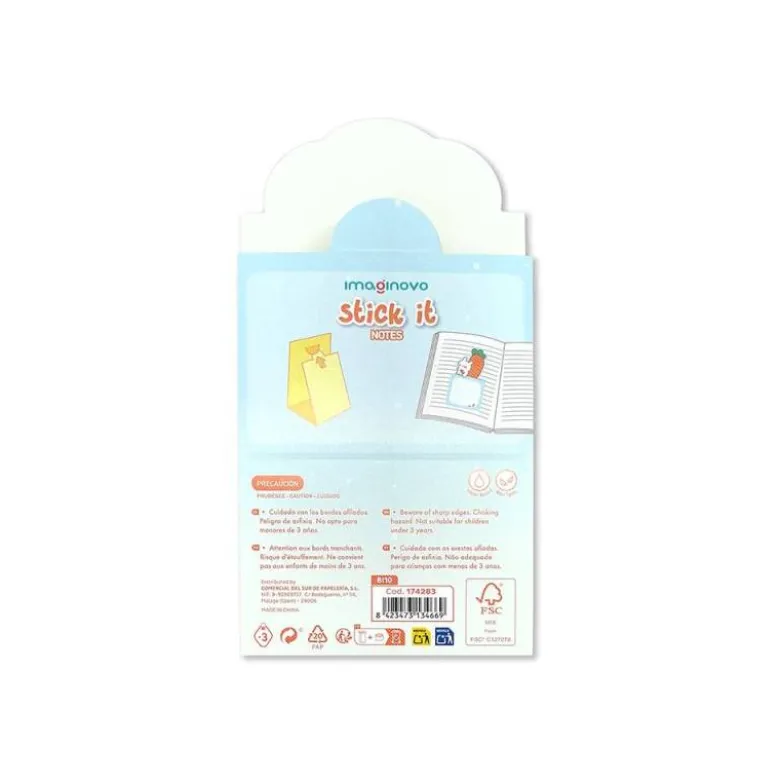 BLOC NOTAS ADHESIVAS IMAGINOVO BUNNY CON SOPORTE 20 HOJAS AZUL 60X125 MM