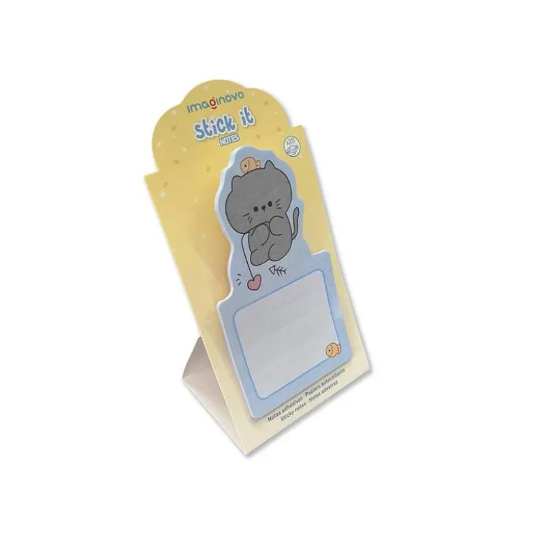 BLOC NOTAS ADHESIVAS IMAGINOVO BUNNY CON SOPORTE 20 HOJAS GATO AZUL 60X125 MM