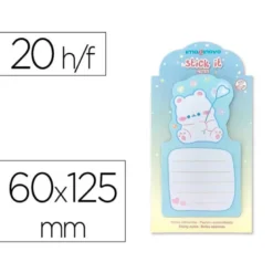 BLOC NOTAS ADHESIVAS IMAGINOVO BUNNY CON SOPORTE 20 HOJAS AZUL 60X125 MM OSO