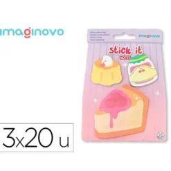BLOC NOTAS ADHESIVAS IMAGINOVO FOODIES TARTA 20 HOJAS TAMAÑOS SURTIDOS