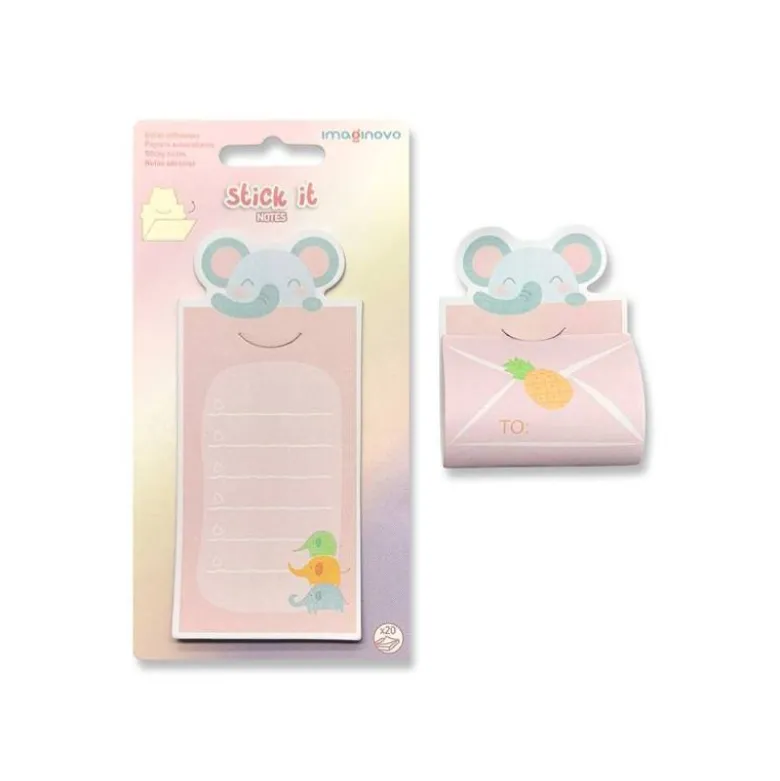 BLOC NOTAS ADHESIVAS IMAGINOVO LETTER CON MENSAJE TRASERO ELEFANTE 20 HOJAS 85X164 MM