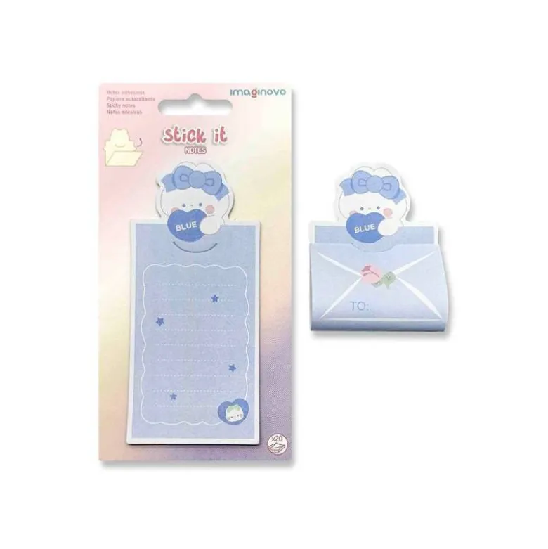 BLOC NOTAS ADHESIVAS IMAGINOVO LETTER CON MENSAJE TRASERO CONEJITO AZUL 20 HOJAS 85X164 MM