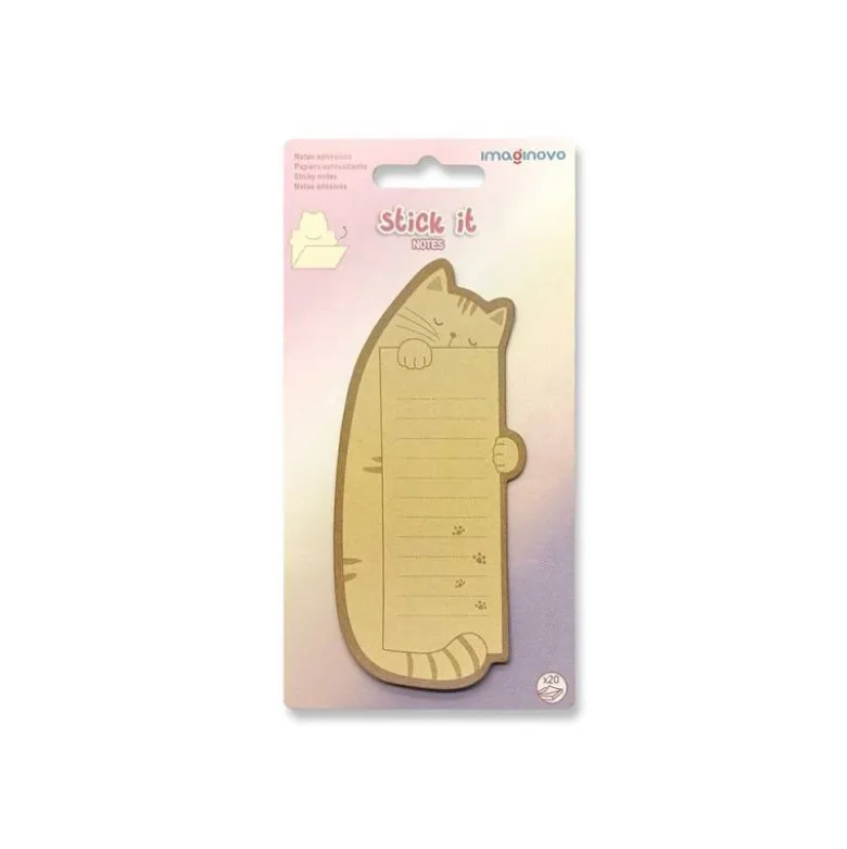 BLOC NOTAS ADHESIVAS IMAGINOVO LETTER CON MENSAJE TRASERO GATO 20 HOJAS 85X164 MM