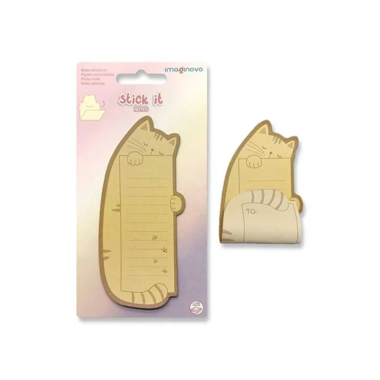 BLOC NOTAS ADHESIVAS IMAGINOVO LETTER CON MENSAJE TRASERO GATO 20 HOJAS 85X164 MM