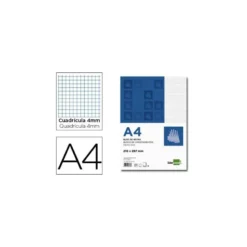 Bloc notas liderpapel cuadro 4mm a4 80 hojas 60g/m2 encolado