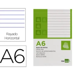 Bloc notas perforado Liderpapel Din A-6 apaisado 80 hojas rayado horizontal 7 mm