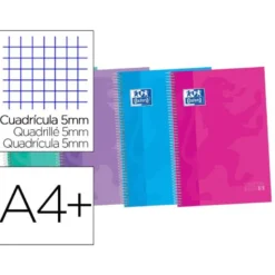Bloc Oxford DIN A4+Ebook Cuadricula 5 mm 120 hojas COLORES SURTIDOS