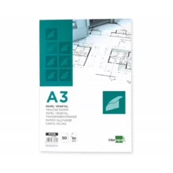 Bloc Papel Vegetal Liderpapel DIN A3 90g/m2 Encolado Pack de 50 hojas