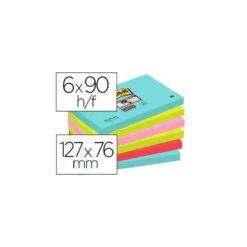 Bloc Quita y Pon Post-It ® Super Sticky 76X127 mm Colores Miami