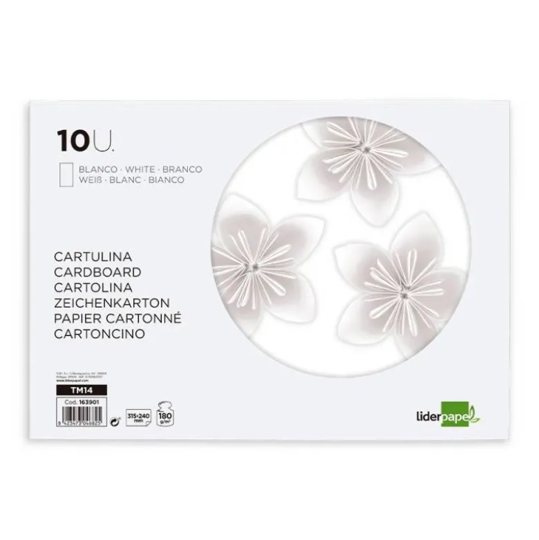 BLOC TRABAJOS MANUALES LIDERPAPEL CARTULINA 240X315MM 10 HOJAS COLOR BLANCO