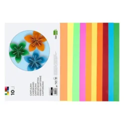 BLOC TRABAJOS MANUALES LIDERPAPEL CARTULINA 240X315MM 10 HOJAS 5 COLORES NEON + 5 COLORES INTENSOS