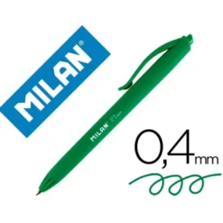 Bolígrafo retráctil milán P1 de color verde 1 mm
