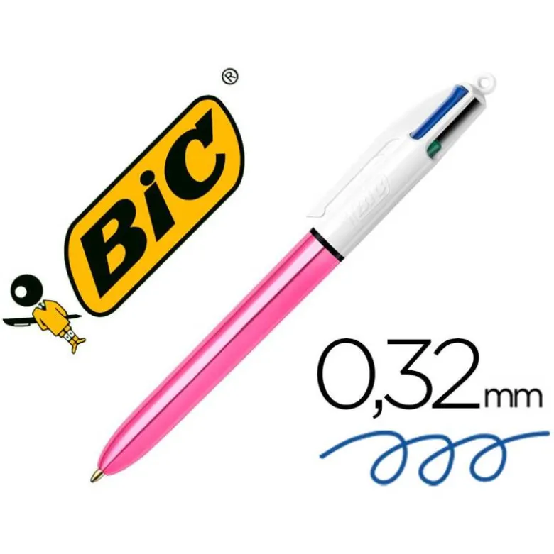 BOLIGRAFO BIC CUATRO COLORES SHINE ROSA PUNTA DE 1 MM