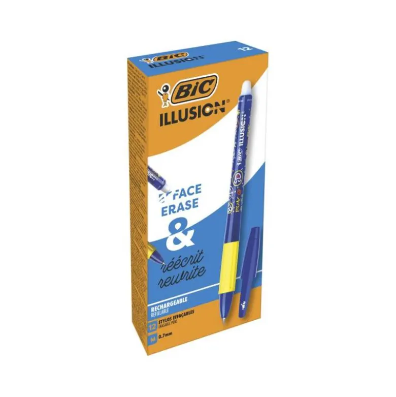 Boligrafo Bic Gelocity Illusion Borrable Color Azul punta 0,7 mm