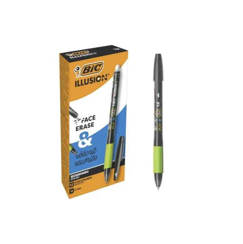 Boligrafo Bic Gelocity Illusion Borrable Color Negro punta 0,7 mm