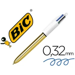 Boligrafo Bic Shine 4 colores Punta 1 mm cuerpo color Oro