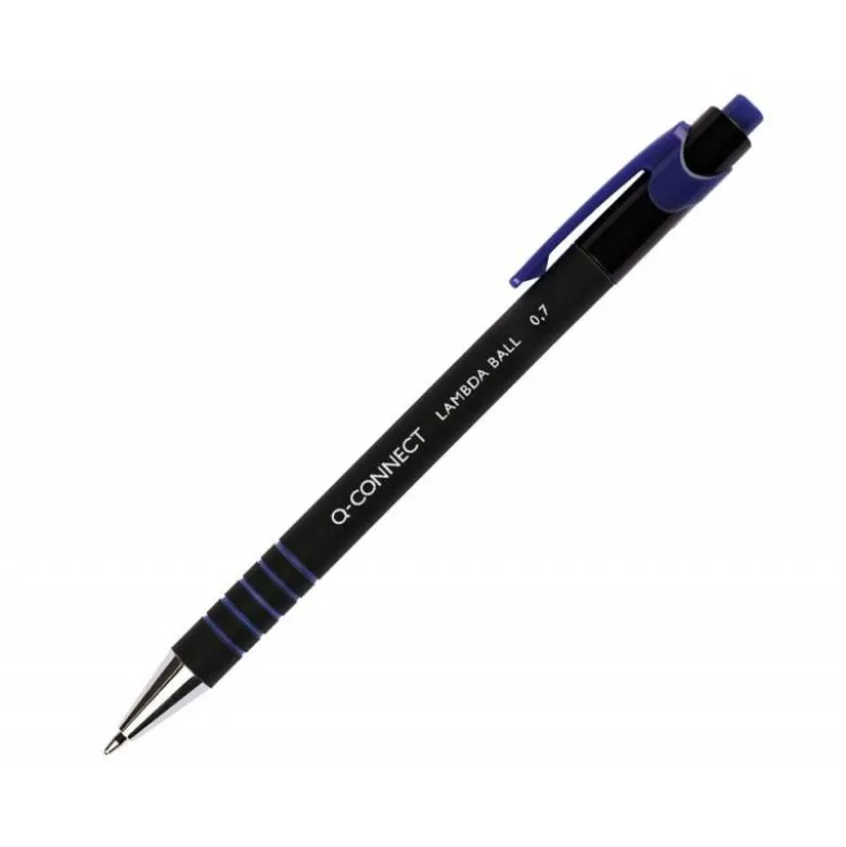 Boligrafo q-connect retractil con grip 0,7 mm azul