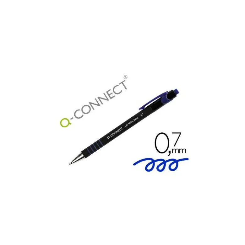 Boligrafo q-connect retractil con grip 0,7 mm azul