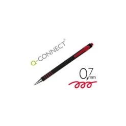 Boligrafo q-connect retractil con grip 0,7 mm color rojo