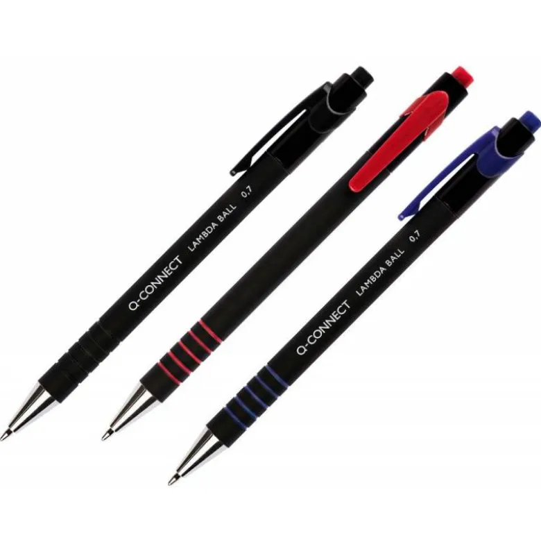 Boligrafo q-connect retractil con grip 0,7 mm negro
