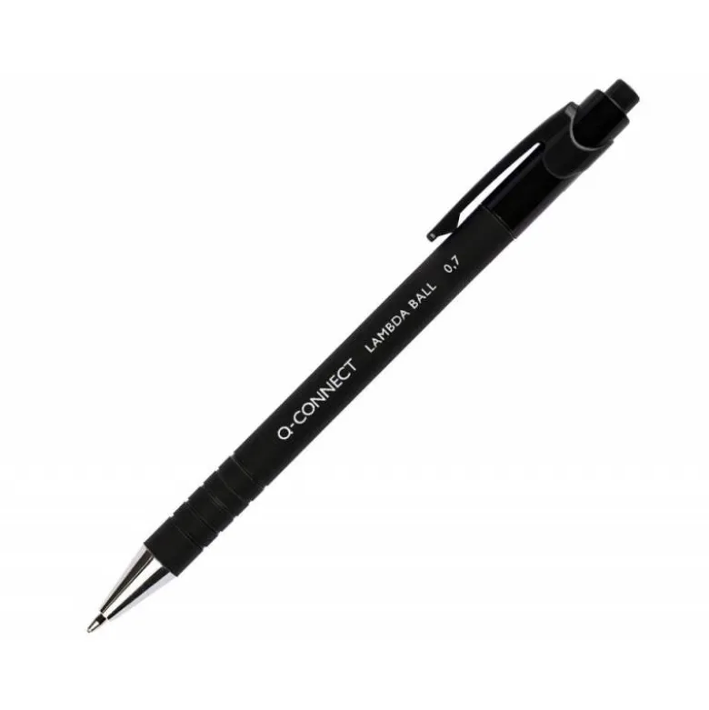 Boligrafo q-connect retractil con grip 0,7 mm negro