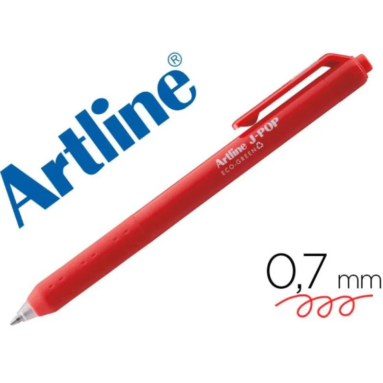 BOLIGRAFO ARTLINE J-POP ECO GREEN RETRACTIL TINTA GEL 0,7 MM ROJO