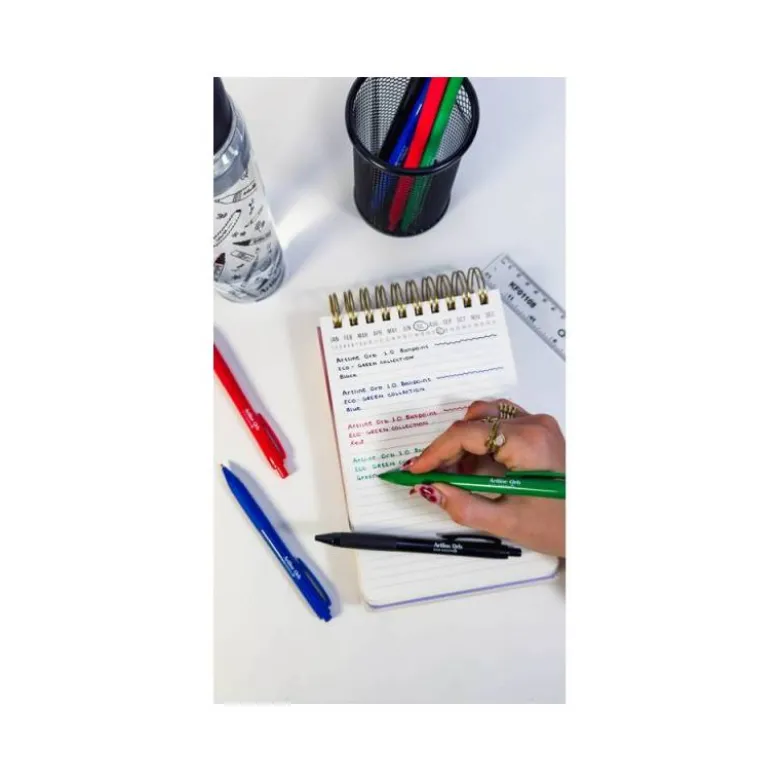 BOLIGRAFO ARTLINE ORB ECO GREEN RETRACTIL 1 MM ROJO