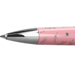 BOLIGRAFO BELIUS BELLA ALUMINIO COLOR ROSA DISEÑO PLATEADO RELIEVE TINTA AZUL CAJA DE DISEÑO