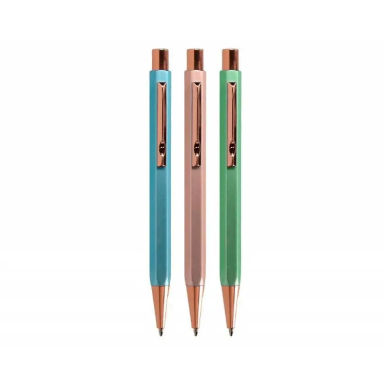 BOLIGRAFO BELIUS BRELA CUERPO HEXAGONAL CON CLIP 3 BOLIGRAFOS COLORES PASTELES SURTIDOS EN CAJA REGALO