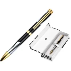 BOLIGRAFO BELIUS DUALITA CUERPO NEGRO COLOR BLANCO TINTA AZUL CAJA DE DISEÑO