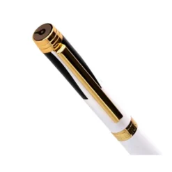 BOLIGRAFO BELIUS DUALITA CUERPO BLANCO COLOR NEGRO TINTA AZUL CAJA DE DISEÑO