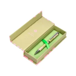 BOLIGRAFO BELIUS INK DREAMS ALUMINIO COLOR VERDE MATCHA Y ROSA PLATEADO FRASE INTERIOR TINTA AZUL CAJA DE DISEÑO