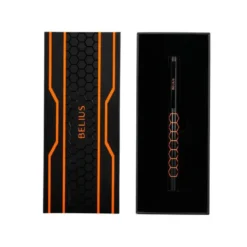 BOLIGRAFO BELIUS LEGACY ALUMINIO DISEÑO HEXAGONO NARANJA CUERPO NEGRO TINTA COLOR AZUL CAJA DE DISEÑO