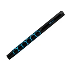 BOLIGRAFO BELIUS LEGACY ALUMINIO DISEÑO CIRCULOS AZUL CUERPO NEGRO TINTA COLOR AZUL CAJA DE DISEÑO