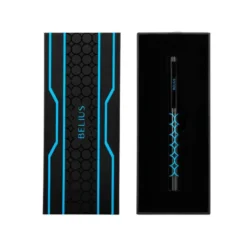 BOLIGRAFO BELIUS LEGACY ALUMINIO DISEÑO CIRCULOS AZUL CUERPO NEGRO TINTA COLOR AZUL CAJA DE DISEÑO