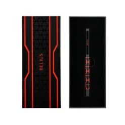 BOLIGRAFO BELIUS LEGACY ALUMINIO DISEÑO TRIANGULO ROJO CUERPO NEGRO TINTA COLOR AZUL CAJA DE DISEÑO