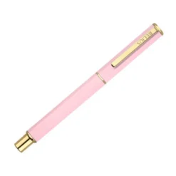 BOLIGRAFO BELIUS MACARON BLISS FORMA HEXAGONAL COLOR ROSA Y DORADO TINTA AZUL CAJA DE DISEÑO