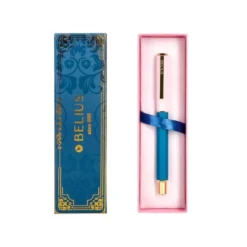 BOLIGRAFO BELIUS MACARON BLISS FORMA HEXAGONAL COLOR ROSA/ AZUL Y DORADO TINTA AZUL CAJA DE DISEÑO
