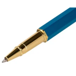 BOLIGRAFO BELIUS MACARON BLISS FORMA HEXAGONAL COLOR ROSA/ AZUL Y DORADO TINTA AZUL CAJA DE DISEÑO