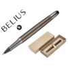 BOLIGRAFO BELIUS NEPTUNO ALUMINIO TEXTURA WAVY COLOR CAQUI TINTA AZUL CAJA DE DISEÑO