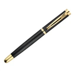 BOLIGRAFO BELIUS PASSION DOR ALUMINIO TEXTURA CEPILLADA COLOR NEGRO Y DORADO TINTA AZUL CAJA DE DISEÑO